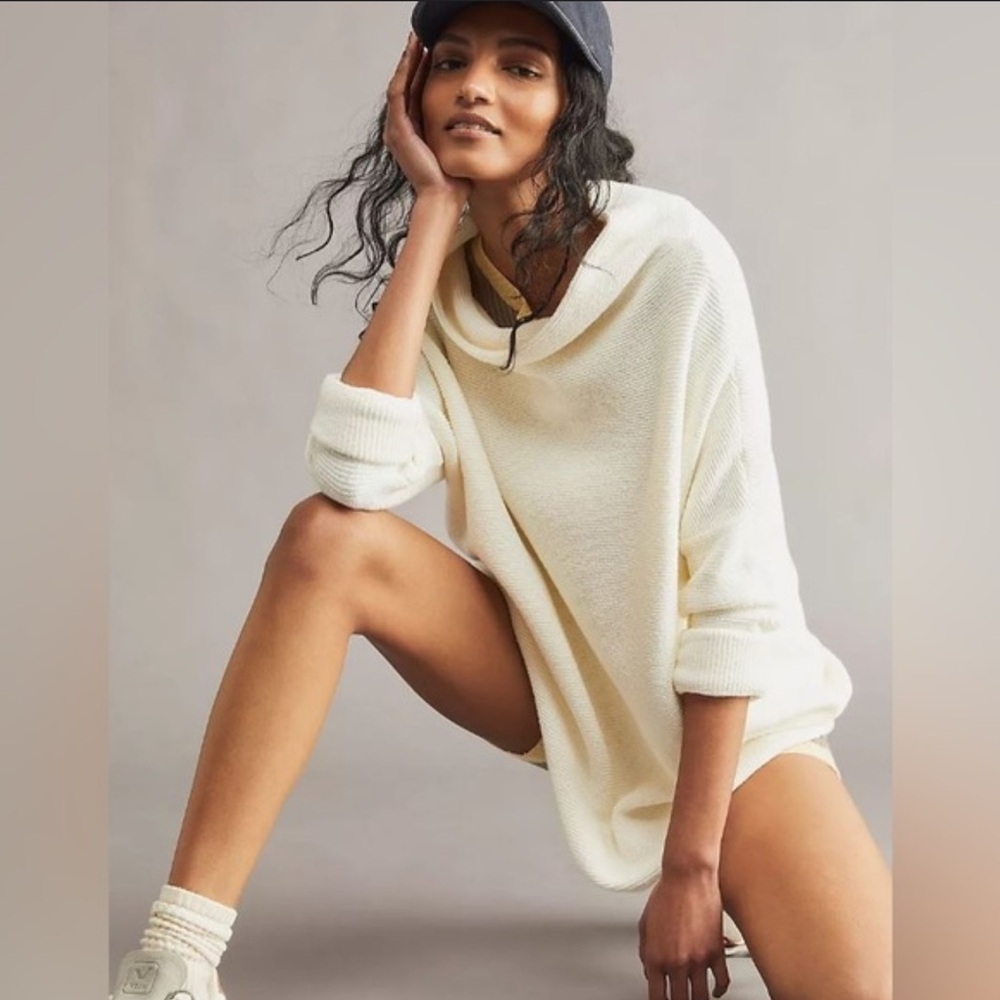 Free People Ivory Ottoman Slouchy Tunic Sweater